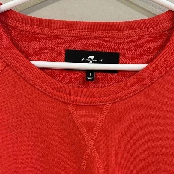 [S]7 For All  Mankind Crewneck Flare-Sleeve Crop French Terry Sweatshirt- NWOT - Picture 4 of 12